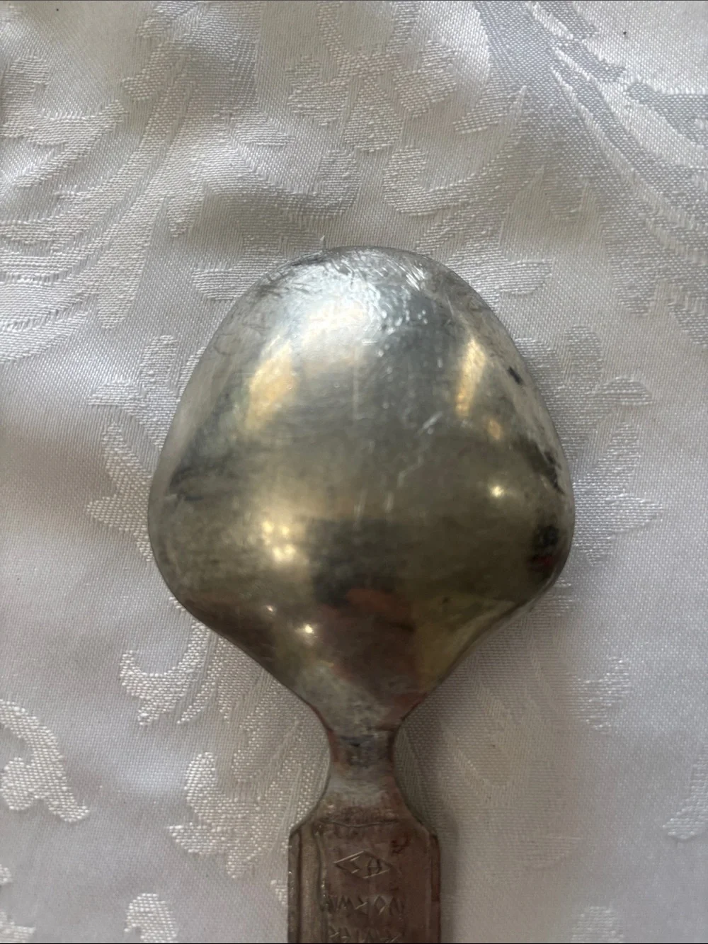 Vtg Konge Tinn Norwegian Pewter Salad Serving Set Viking Heilag Olav Spoons